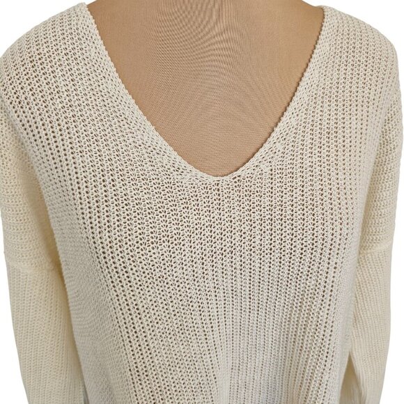 Part Two Etrona Linen Knit White Long Sleeve Sweater Sz L - Picture 2 of 9